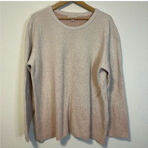 Women 3x barefoot dreams ombré cream to pink crewneck sweater EUC
